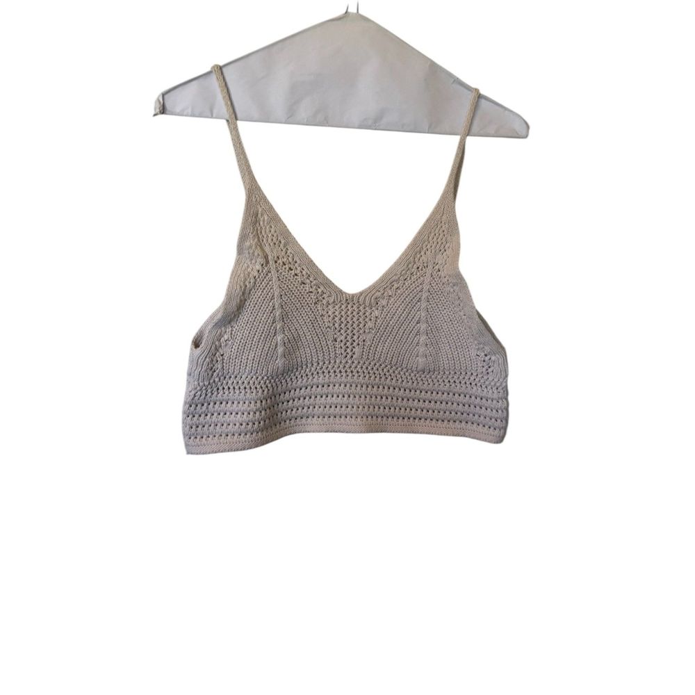 Double Zero Cream Tan Crochet Bralette Women's Size Large Neutral